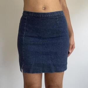 Dark denim mini skirt fits like a glove